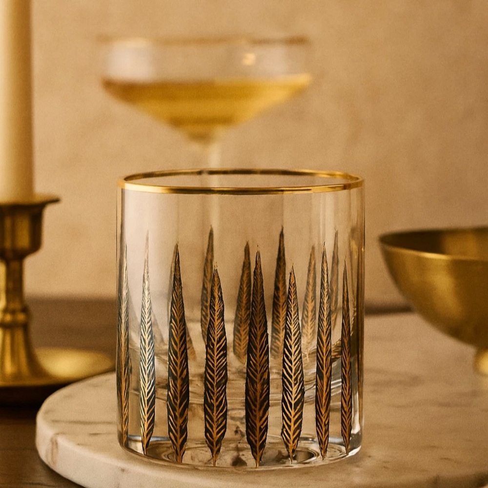 Anthropologie Catherine Martin Midnight Creatures Whiskey Glass - Set of 4. New! - Picture 2 of 7